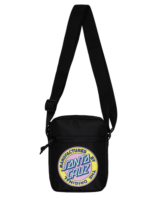 Black crossbody bag with Santa Cruz logo on a white background