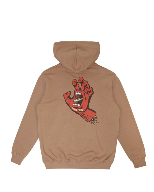 Santa Cruz OS Opus Screaming Hand Hoodie in taupe from rear