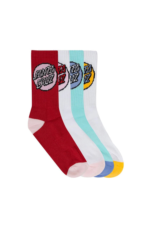 Santa Cruz Other Dot Crew Sock in colour white green and rose