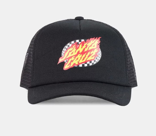 Santa Cruz Oval Check Flame Dot Trucker Cap - Win25