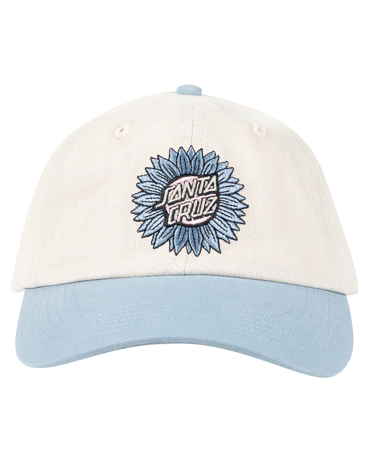 Santa Cruz Womens Funky Flower Cap in off white and mist from front