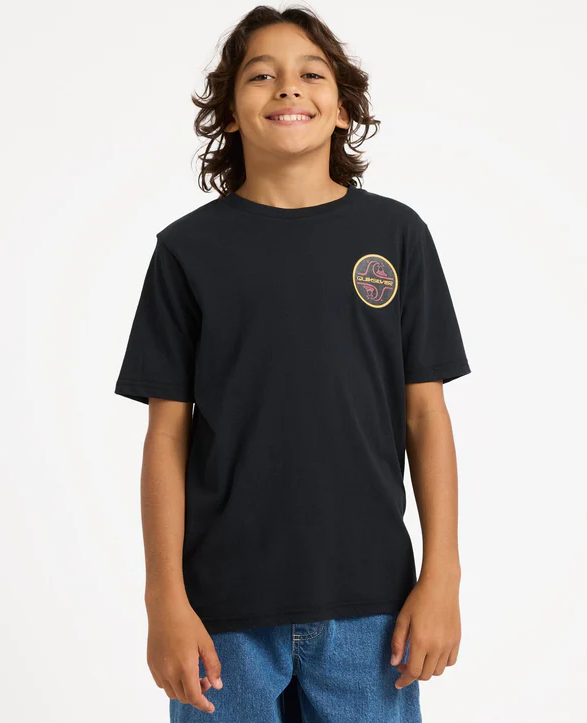 Quiksilver Youth Sequal SS Tee in black on model from front