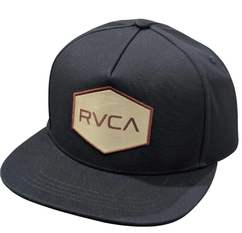 RVCA Commonwealth Patch Snapback Cap front in black