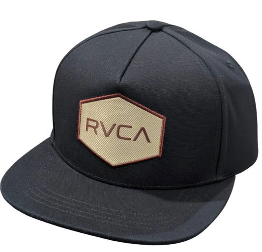 RVCA Commonwealth Patch Snapback Cap front in black