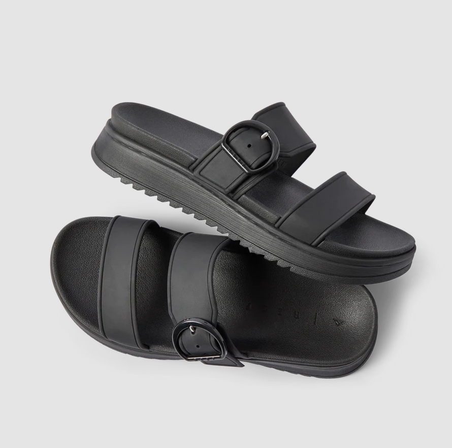 Reef Vista Capri Women's Sandal showing a pair from the top and the side in black