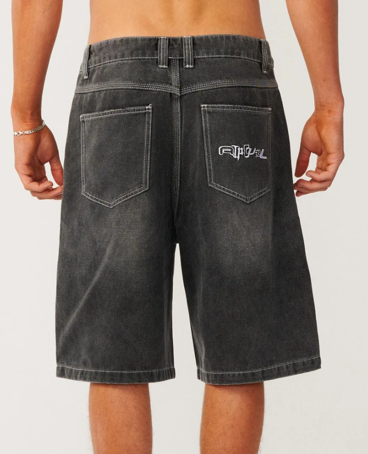 Rip Curl Archine 23" Dirty Denim Shorts in washed grey from the back