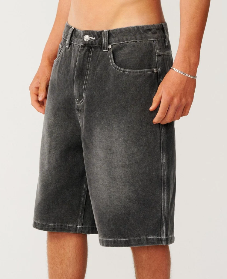 Rip Curl Archine 23" Dirty Denim Shorts in washed grey from front side view
