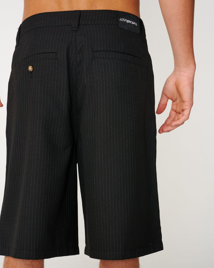 Rip Curl Archive TWU Pinny 23" Walkshorts in black pinstripe from the rear