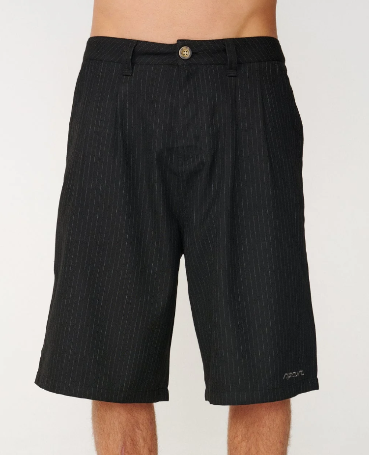Rip Curl Archive TWU Pinny 23" Walkshorts in black pinstripe from the front