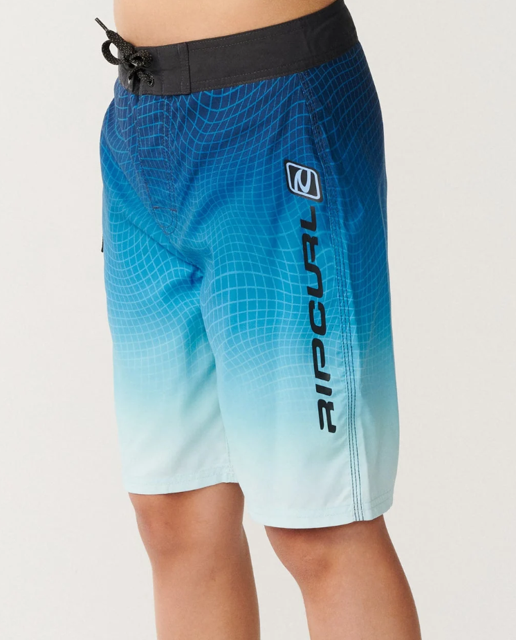 Rip Curl Shockwave Boys 18" Boardshorts in blue fade from the side