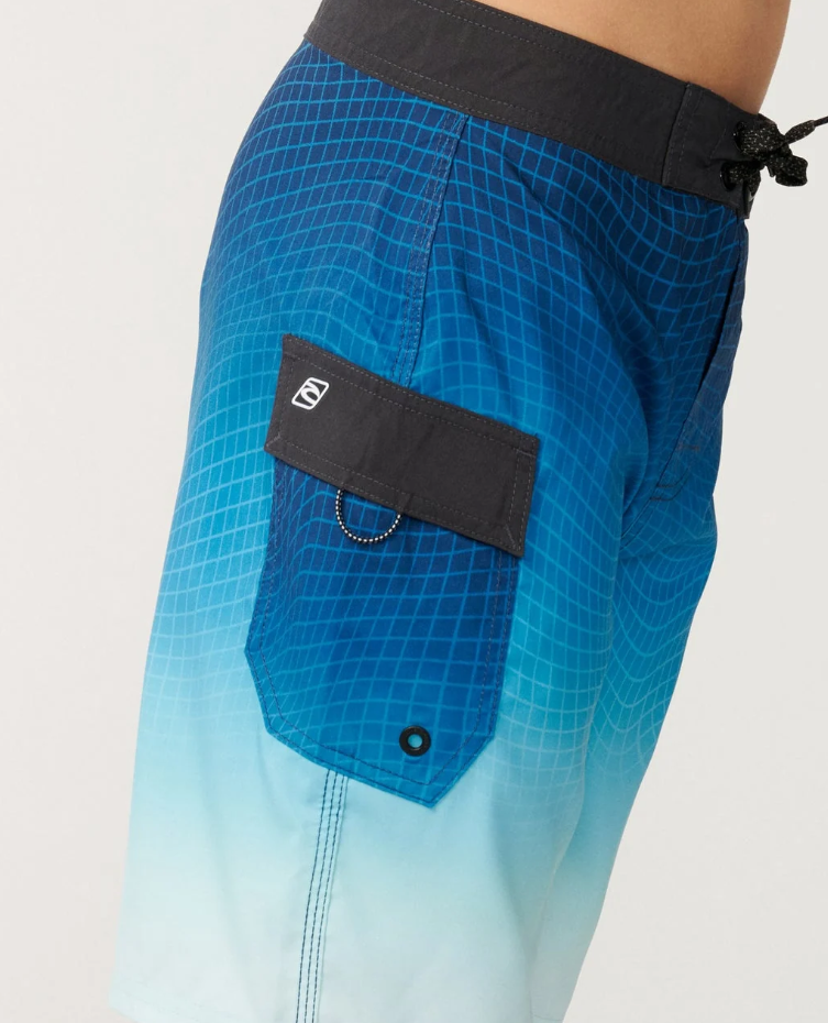 Rip Curl Shockwave Boys 18" Boardshorts in blue fade from the side