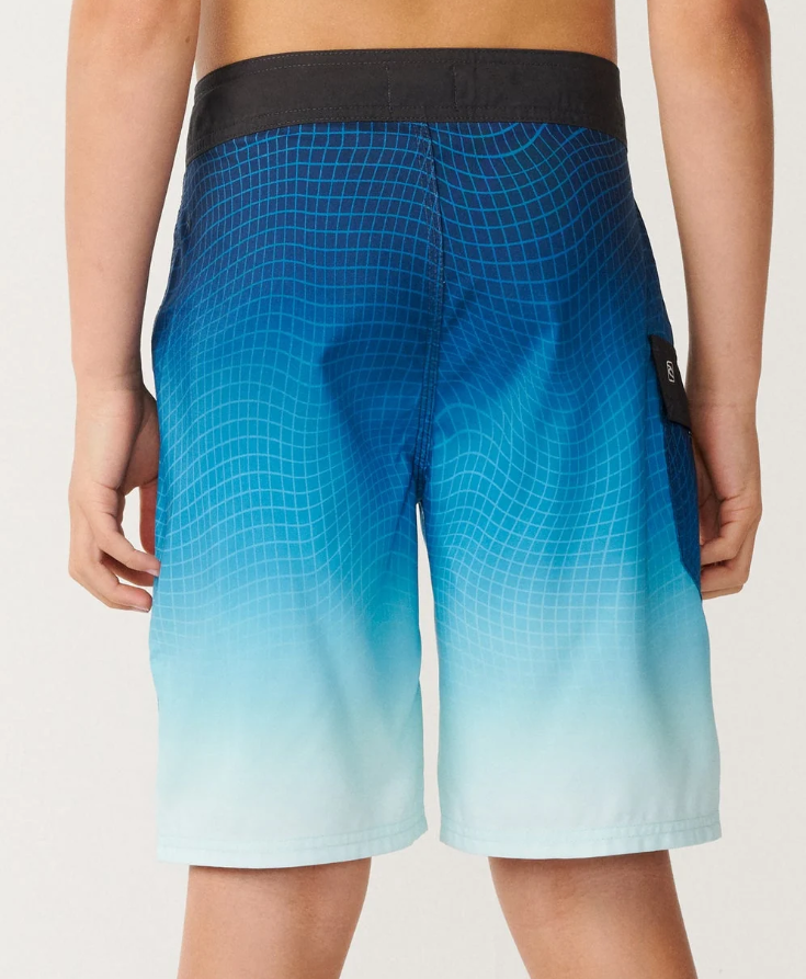Rip Curl Shockwave Boys 18" Boardshorts in blue fade from the back
