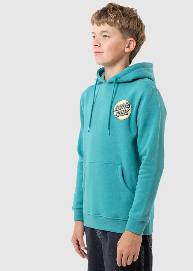 Santa Cruz Youth Other Dot Hoodie in teal  colourway from the side front view