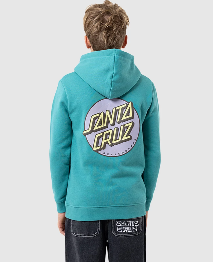 Santa Cruz Youth Other Dot Hoodie in teal  colourway from the back