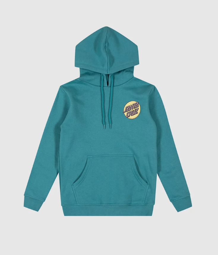 Santa Cruz Youth Other Dot Hoodie in teal  colourway from the front flat lay