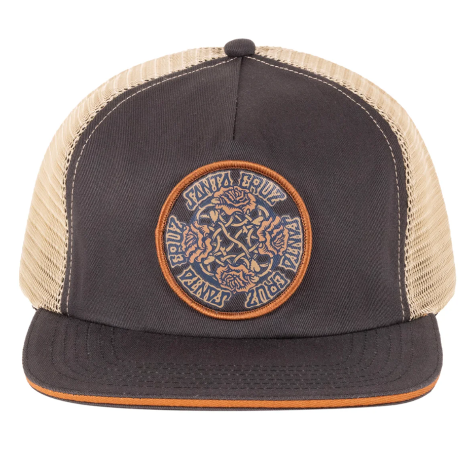 Santa Cruz Dressen Evo Roses Patch Trucker Cap from the front