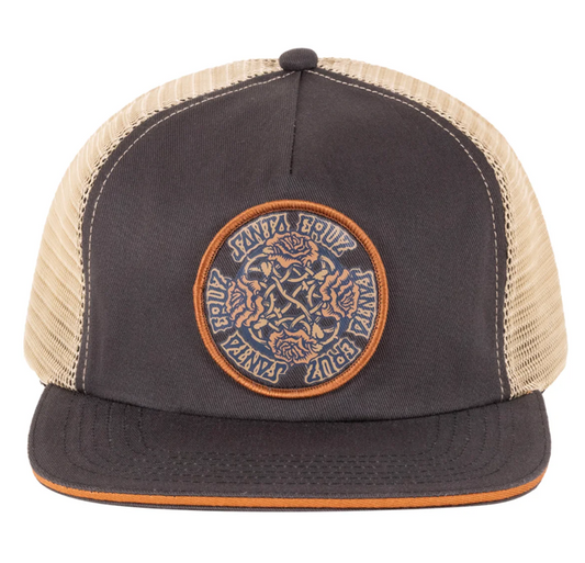 Santa Cruz Dressen Evo Roses Patch Trucker Cap from the front