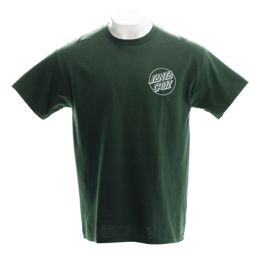 Santa Cruz OS MFG Dot Men's T-Shirt in washed dark green from the front