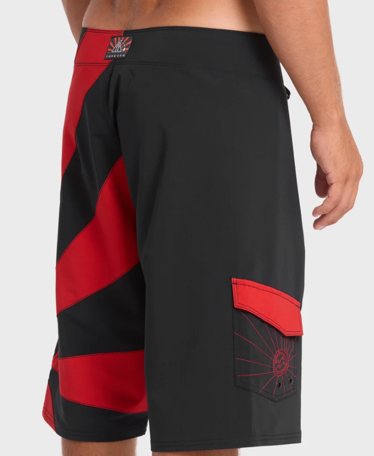 Billabong A.I Rising Sun Pro Boardshorts in black and red from the back