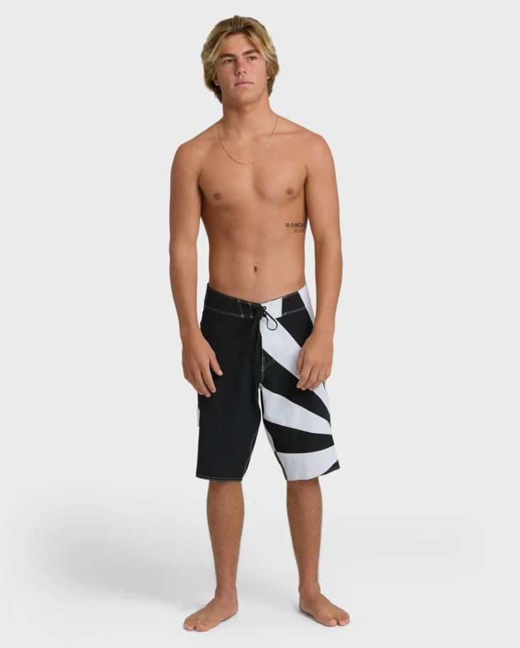 Billabong A.I Rising Sun Pro Boardshorts in black and white on model from the front