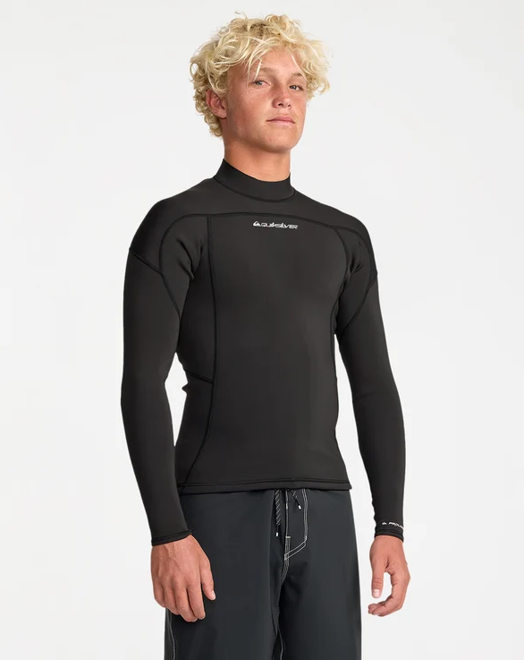 Quiksilver Prologue 1mm Long Sleeve Wetsuit Vest in black form the front with slight side view