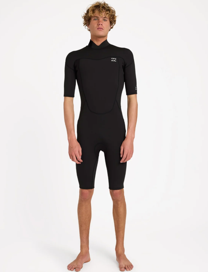 Billabong Absolute 2mm Flatlocked Spring Mens Wetsuit in black from the front