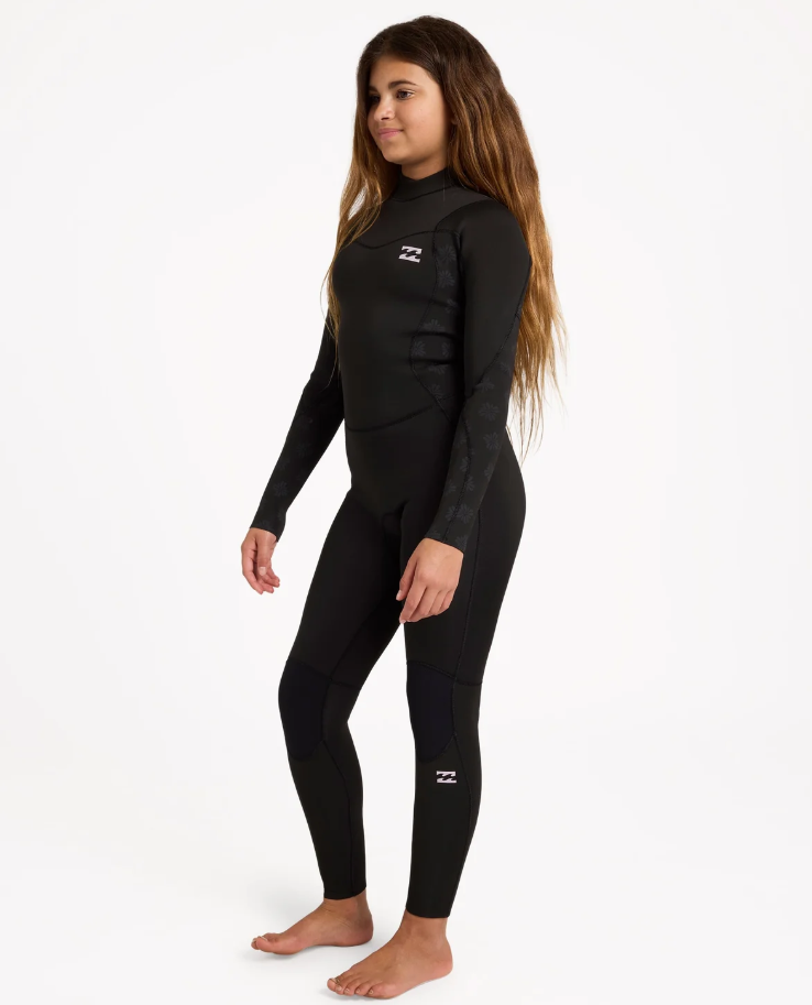 Billabong Absolute 3/2mm Flatlocked Girls Wetsuit in black from the side