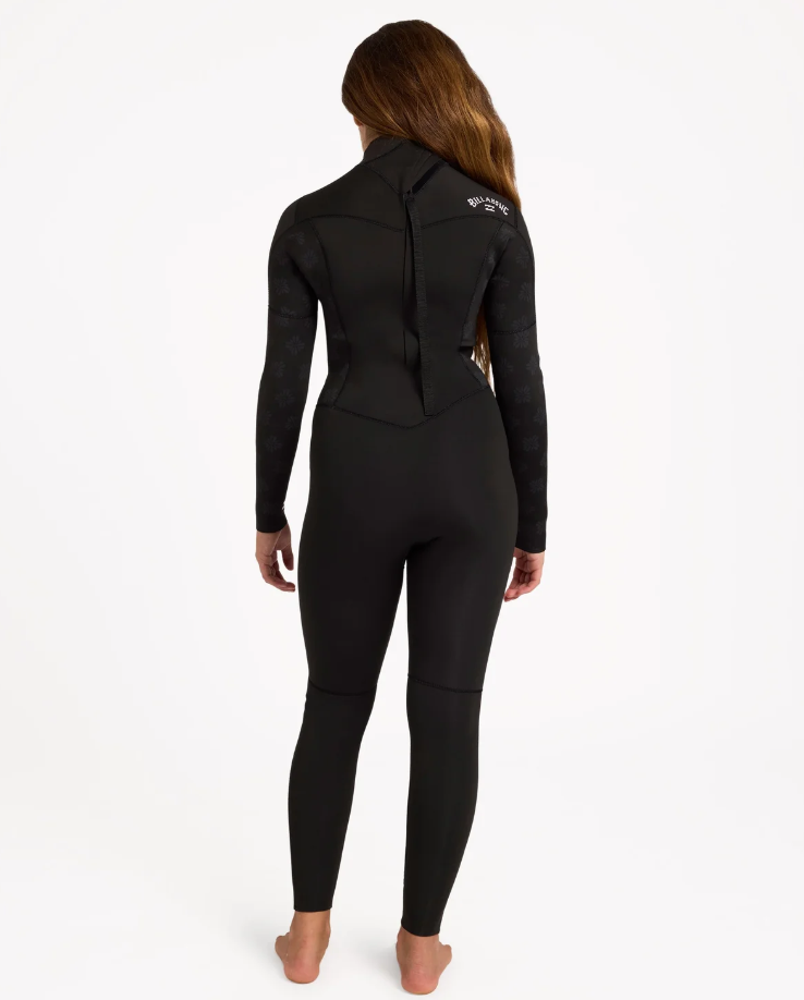Billabong Absolute 3/2mm Flatlocked Girls Wetsuit in black from the back