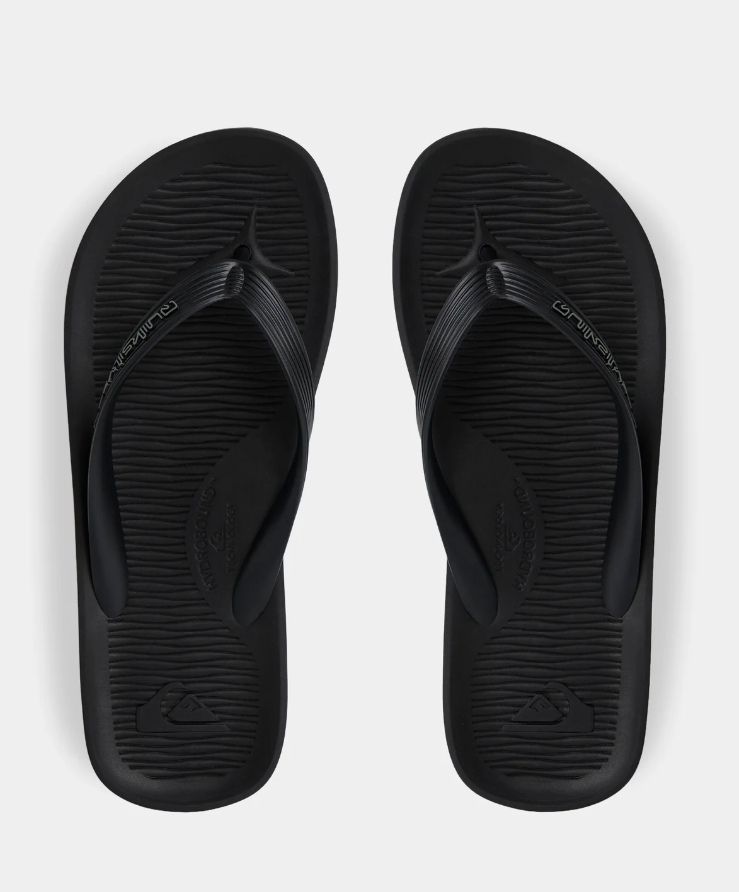 Quiksilver Makua Core Jandals in black showing a pair from above