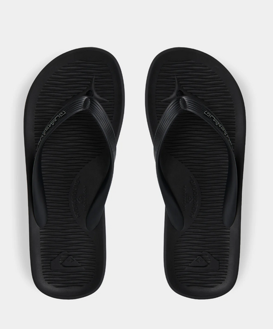 Quiksilver Makua Core Jandals in black showing a pair from above
