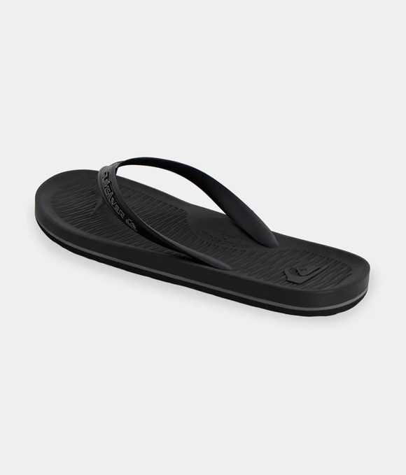 Quiksilver Makua Core Jandals in black showing the left jandal from the back