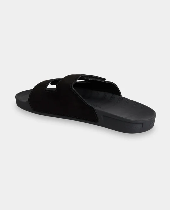 Quiksilver Sunset Nubuck Double Adjustable Slides in black showing right from inside