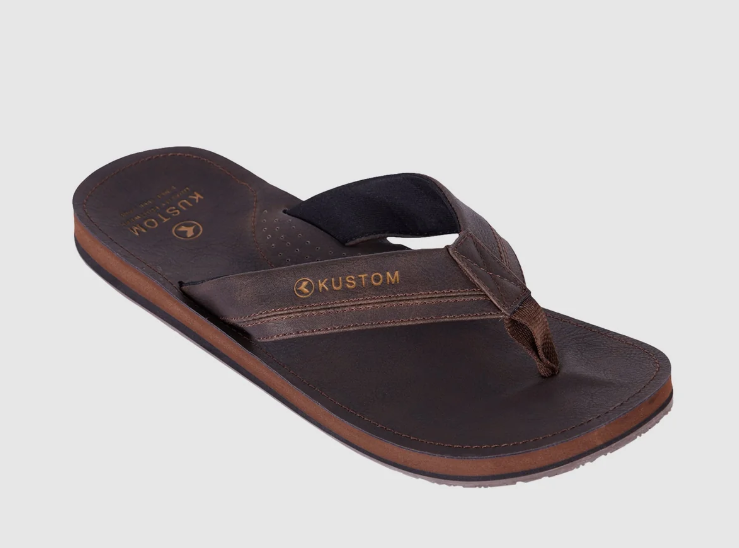 Kustom Vego 2 Jandals in chocolate colourway showing right side 