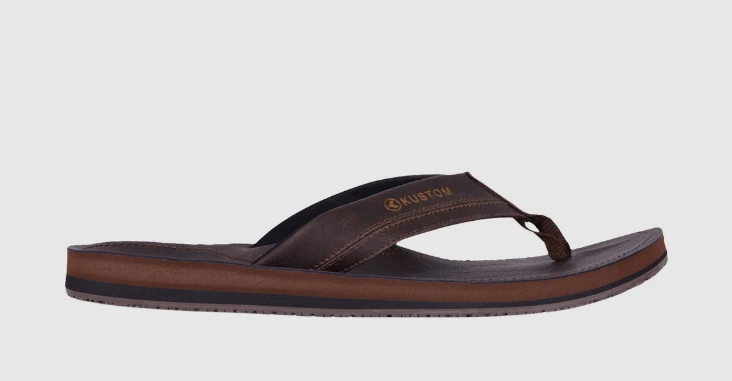 Kustom Vego 2 Jandals in chocolate colourway showing right side from the side