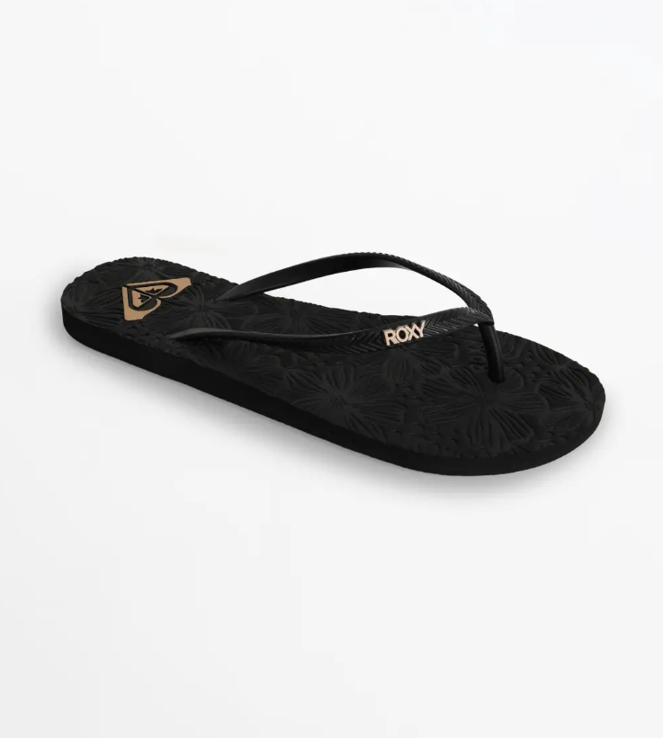 Roxy Antillles III Womens Jandals
 in black with gold showing textured footbed