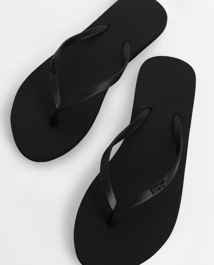 Roxy Viva V Womens Jandals in black stealth showing a pair from above on an angle