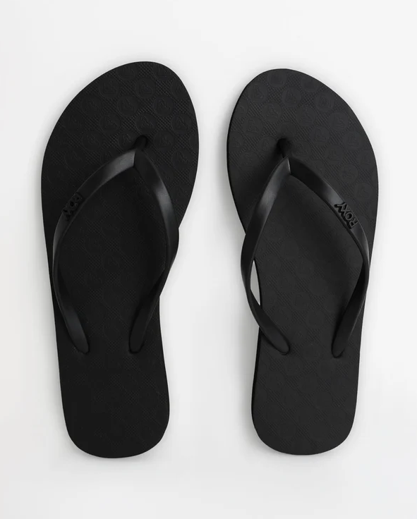 Roxy Viva V Womens Jandals in black stealth showing a pair from above
