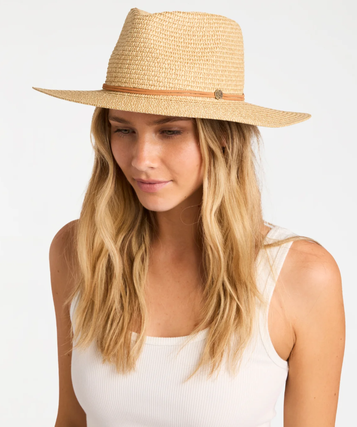 Billabong Miranda Paper Straw Hat
 in natural colourway on model