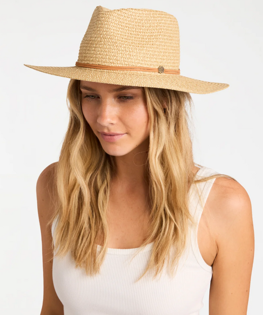 Billabong Miranda Paper Straw Hat
 in natural colourway on model