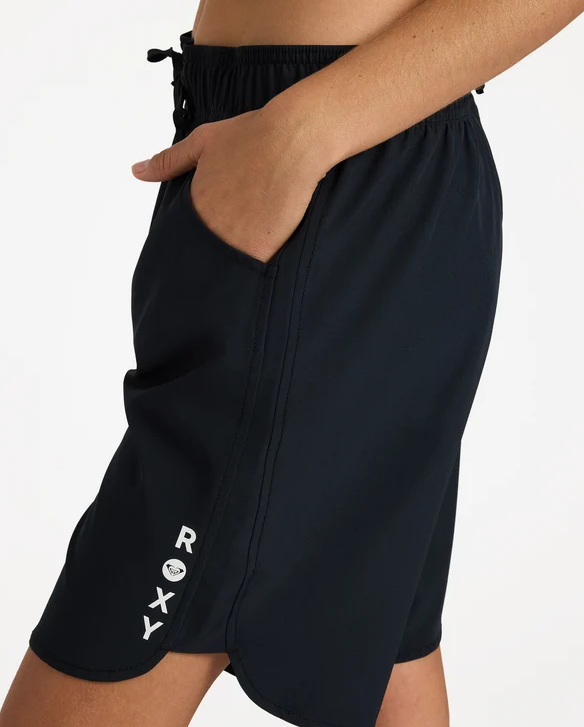 Roxy Wave 9" Womens Boardshorts in black from the side