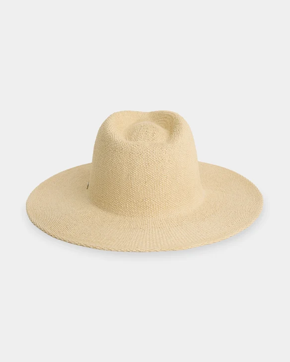 Roxy Sunny Kisses Women's Paper Straw Hat in natural colourway from back