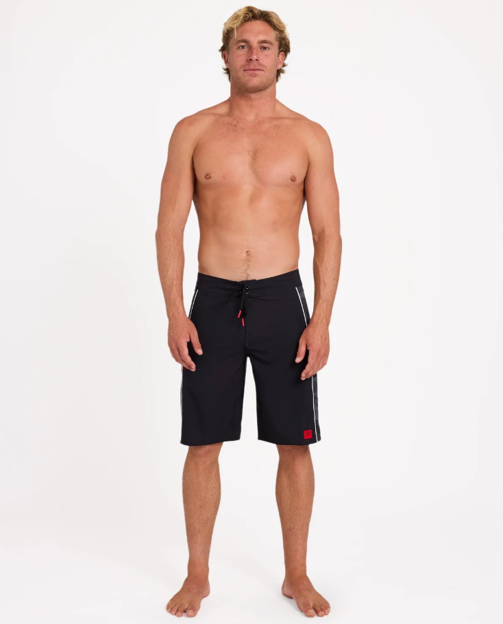 Billabong Adiv Strike Mission DBah 21" Boardshorts in black with camo panels on model from the front