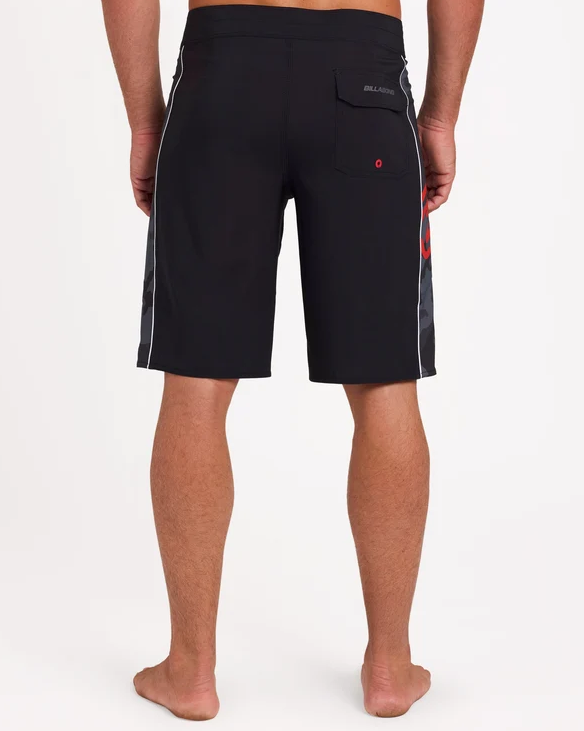 Billabong Adiv Strike Mission DBah 21" Boardshorts in black with camo panels on model from the back