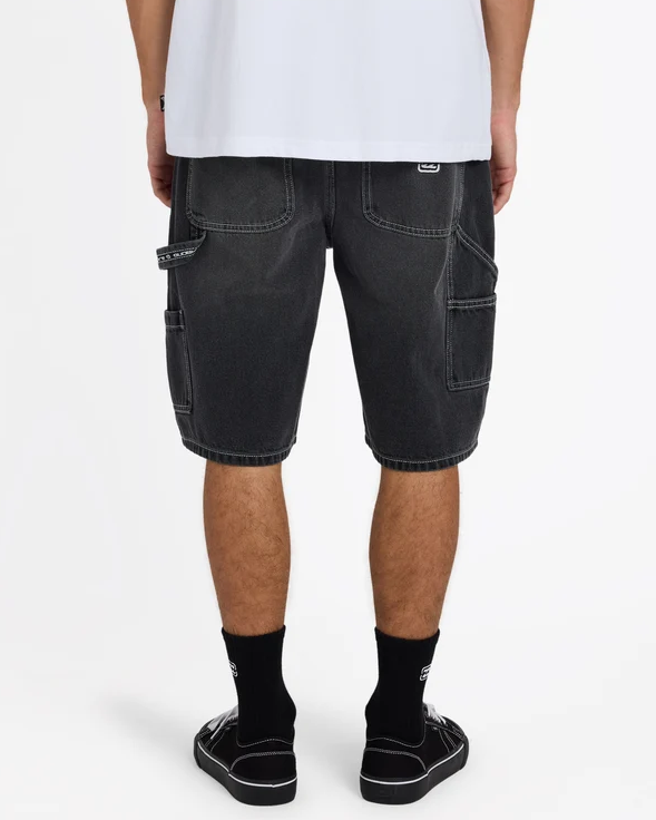 Billabong Bad Dog 21" Mens Denim Shorts in washed black colourway from back