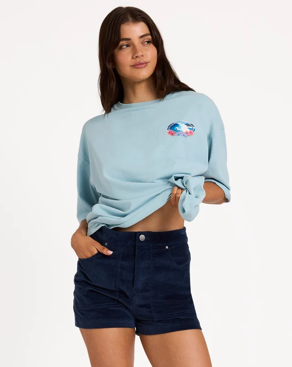 Billabong Good Era Corduroy Shorts in dark blue from front