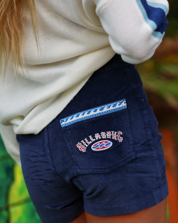Billabong Good Era Corduroy Shorts in dark blue from rear angle
