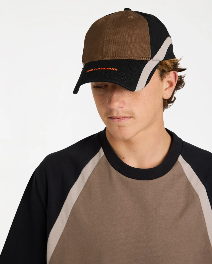 Billabong Spec System Lad Cap in black and brown from front on model
