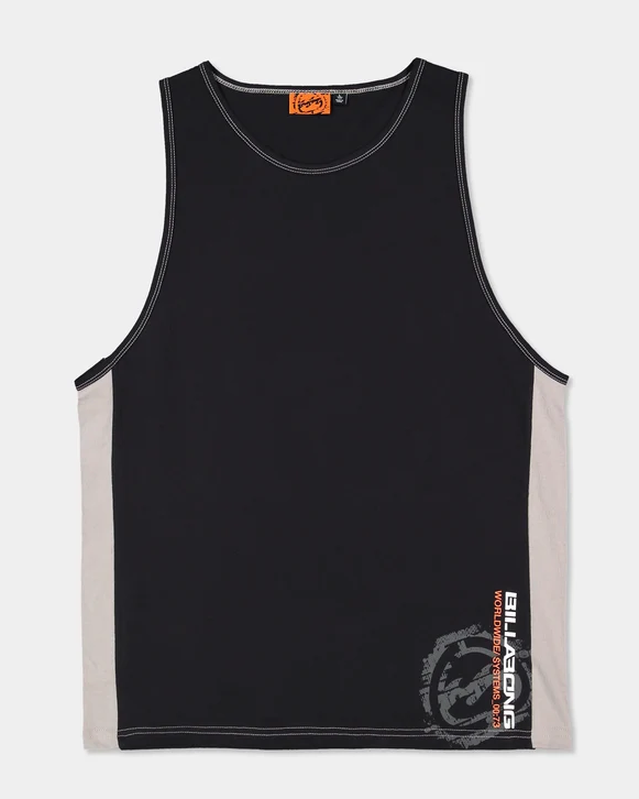 Billabong Spec 73 Blast Tank Top in black flatlay from the front