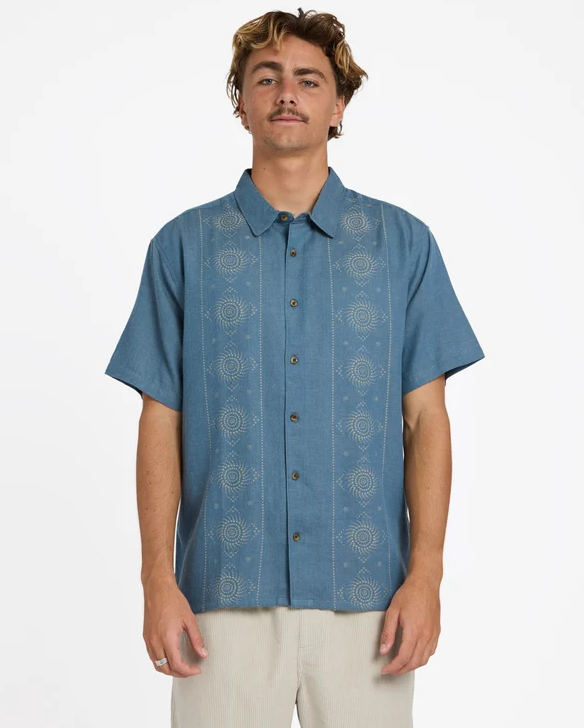 Billabong Cordoba Short Sleeve Shirt in real teal colourway from front