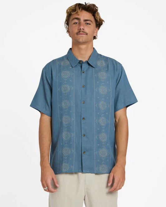 Billabong Cordoba Short Sleeve Shirt in real teal colourway from front